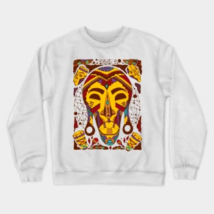 Mustard Brown Tribal African Mask Crewneck Sweatshirt